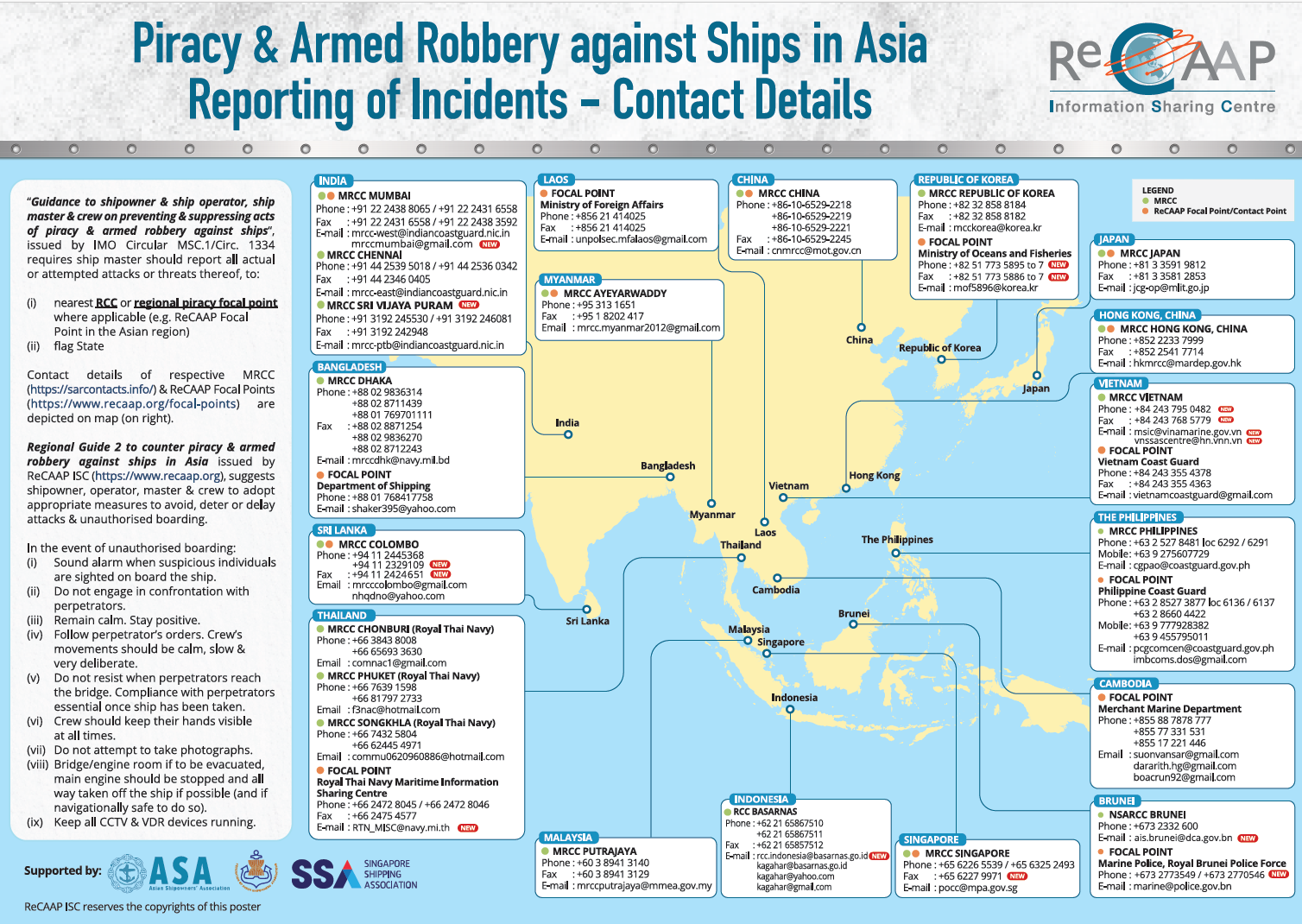 Piracy & Armed Robbery against Ships in Asia<br/>Reporting of Incidents – Contact Details